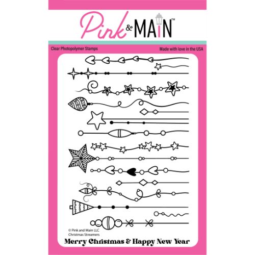 Pink & Main Christmas Streamers 4x6 Stamp Set