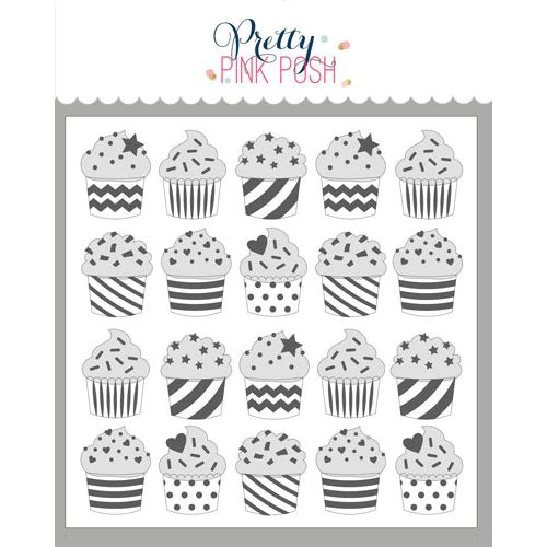 Pretty Pink Posh - Layered Cupcakes Stencil (3 Layer)