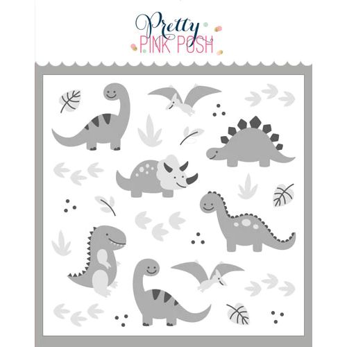 Pretty Pink Posh - Layered Dinosaurs Stencil