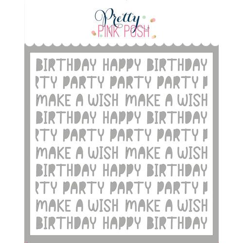 Pretty Pink Posh - Birthday Words Stencil