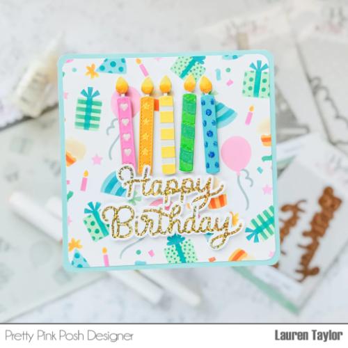 Pretty Pink Posh - Hot Foil - Happy Birthday Script