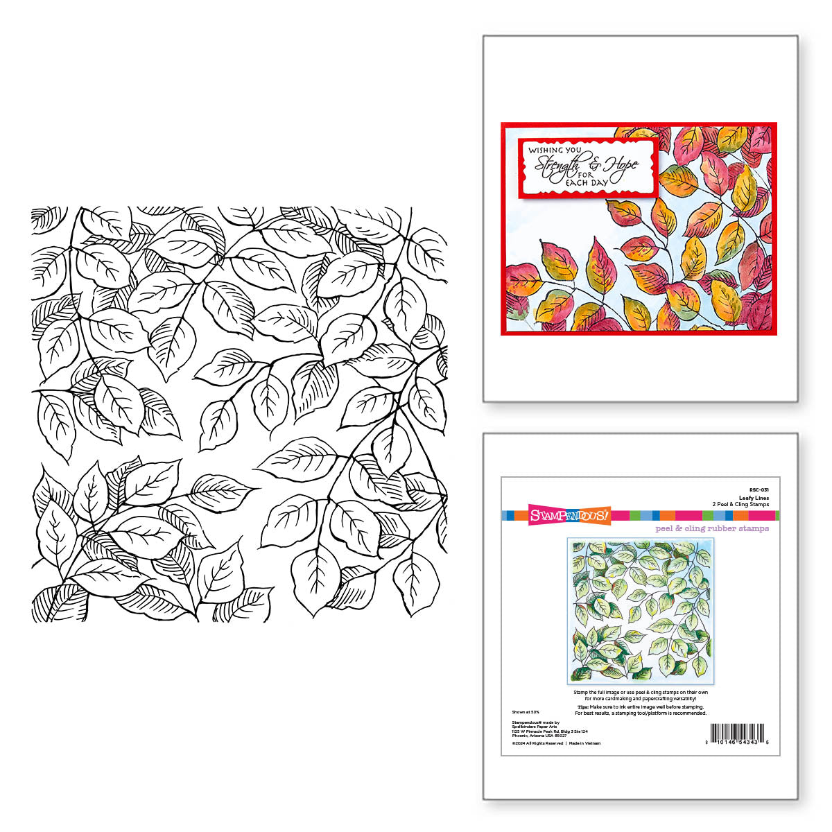 Spellbinders - Stampendous Leafy Lines Cling Rubber Stamp Set