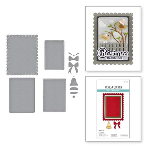 Spellbinders - Bow & Bell Scallop Frame Etched Dies from the All About Christmas Collection by Lisa Horton