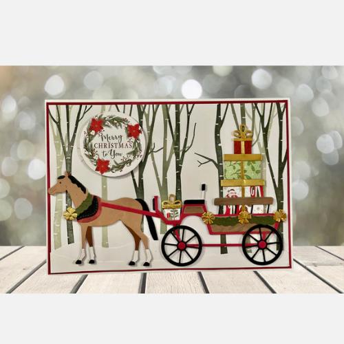 Spellbinders - Christmas Horse-Drawn Wagon Etched Dies from the Country Christmas Collection by Annie Williams