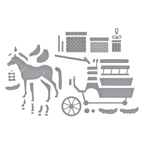 Spellbinders - Christmas Horse-Drawn Wagon Etched Dies from the Country Christmas Collection by Annie Williams