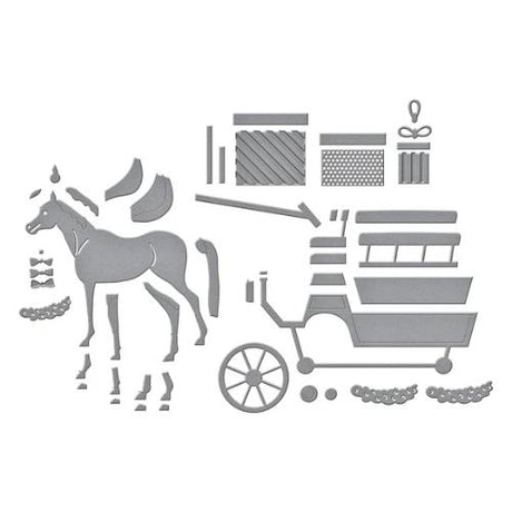 Spellbinders - Christmas Horse-Drawn Wagon Etched Dies from the Country Christmas Collection by Annie Williams
