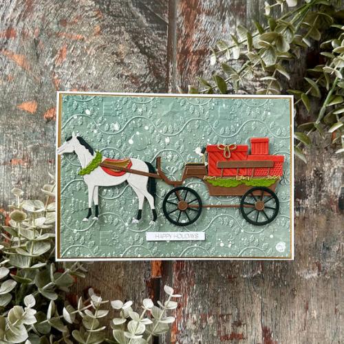 Spellbinders - Christmas Horse-Drawn Wagon Etched Dies from the Country Christmas Collection by Annie Williams