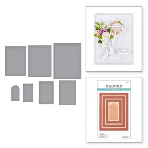 Spellbinders - Linear Touch Rectangles and Tag Etched Dies from the Happier Hour Collection
