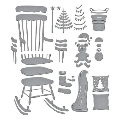 Spellbinders - Christmas Rocking Chair Etched Dies from the Country Christmas Collection by Annie Williams
