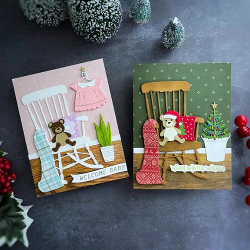 Spellbinders - Christmas Rocking Chair Etched Dies from the Country Christmas Collection by Annie Williams
