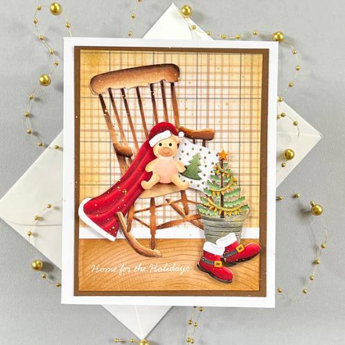 Spellbinders - Christmas Rocking Chair Etched Dies from the Country Christmas Collection by Annie Williams