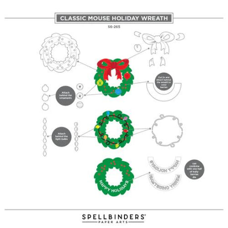 Spellbinders - Classic Mouse Holiday Wreath Etched Dies from the Say Cheese Classic Mouse Christmas Collection