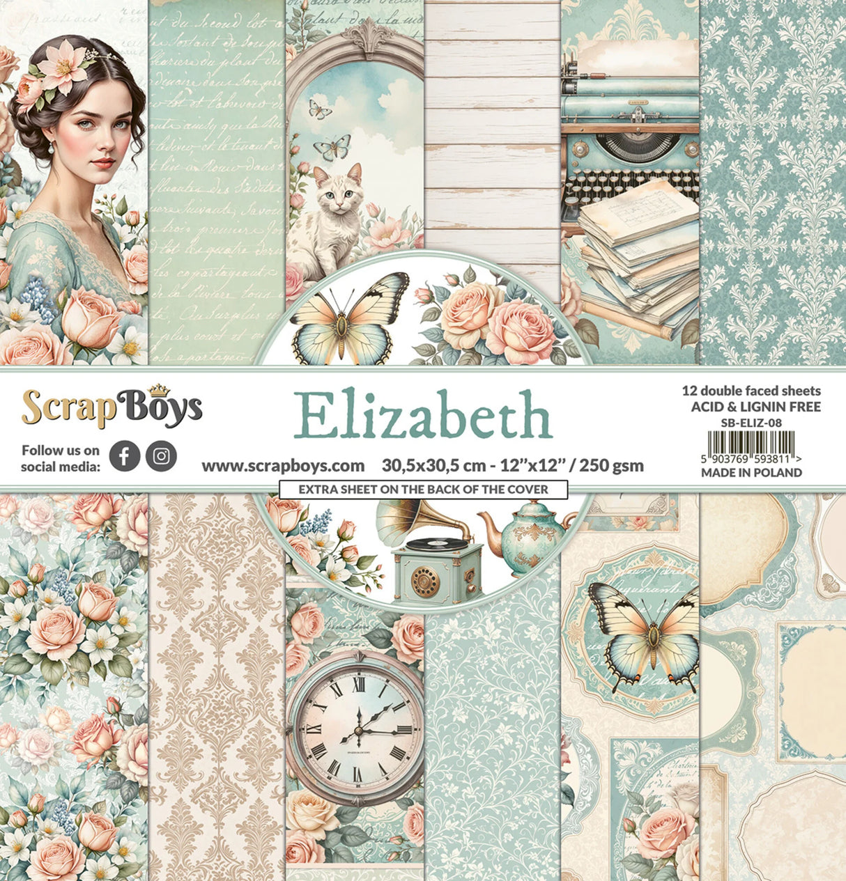 ScrapBoys Elizabeth 12x12 Inch Paper Pad - Postage as per actual