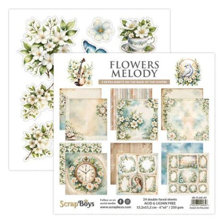 Scrap Boys Flowers Melody 6x6 Inch Paper Pad (SB-FLME-09)