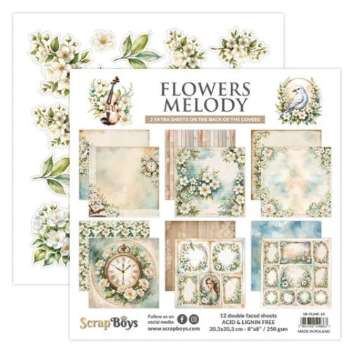 Scrap Boys Flowers Melody 8x8 Inch Paper Pad (SB-FLME-10)