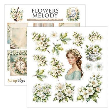 Scrap Boys Flowers Melody 8x8 Inch Paper Pad (SB-FLME-10)