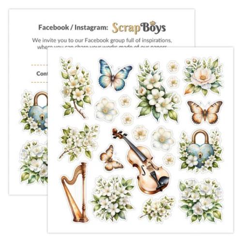Scrap Boys Flowers Melody 8x8 Inch Paper Pad (SB-FLME-10)