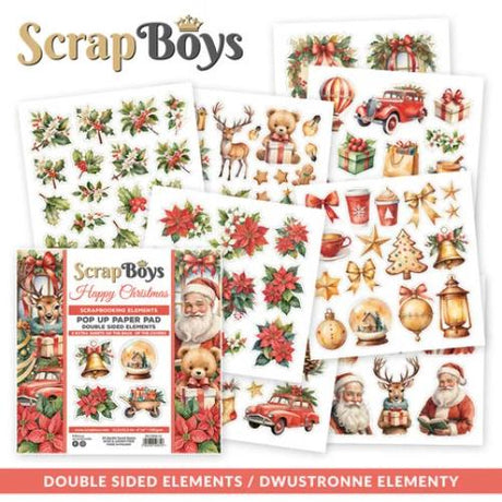 ScrapBoys Happy Christmas 6x6 Inch Pop Up Paper Pad (SB-HACH-11)