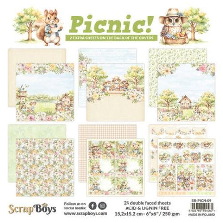 Scrap Boys Picnic! 6x6 Inch Paper Pad (SB-PICN-09)