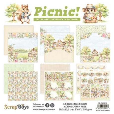 Scrap Boys Picnic! 8x8 Inch Paper Pad (SB-PICN-10)