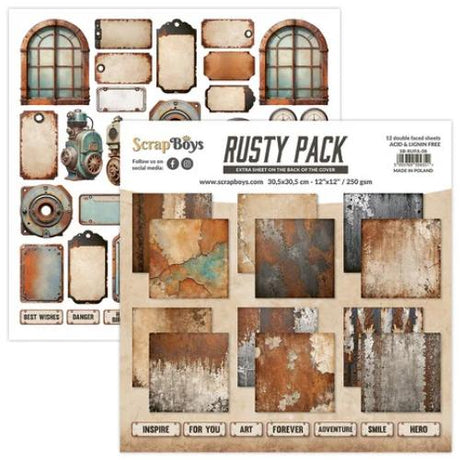 ScrapBoys Rusty Pack 12x12 Inch Paper Pad (SB-RUPA-08) - Postage as per Actual