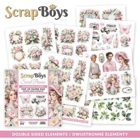 ScrapBoys Sweet Peonies 6x6 Inch Pop Up Paper Pad (SB-SWPE-11)