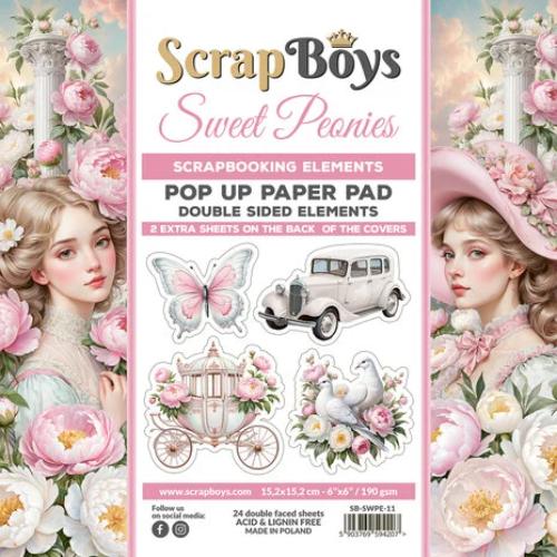 ScrapBoys Sweet Peonies 6x6 Inch Pop Up Paper Pad (SB-SWPE-11)