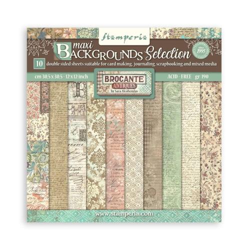 Stamperia Brocante Antiques Maxi Background 12x12 Inch Paper Pack - Postage as per Actual