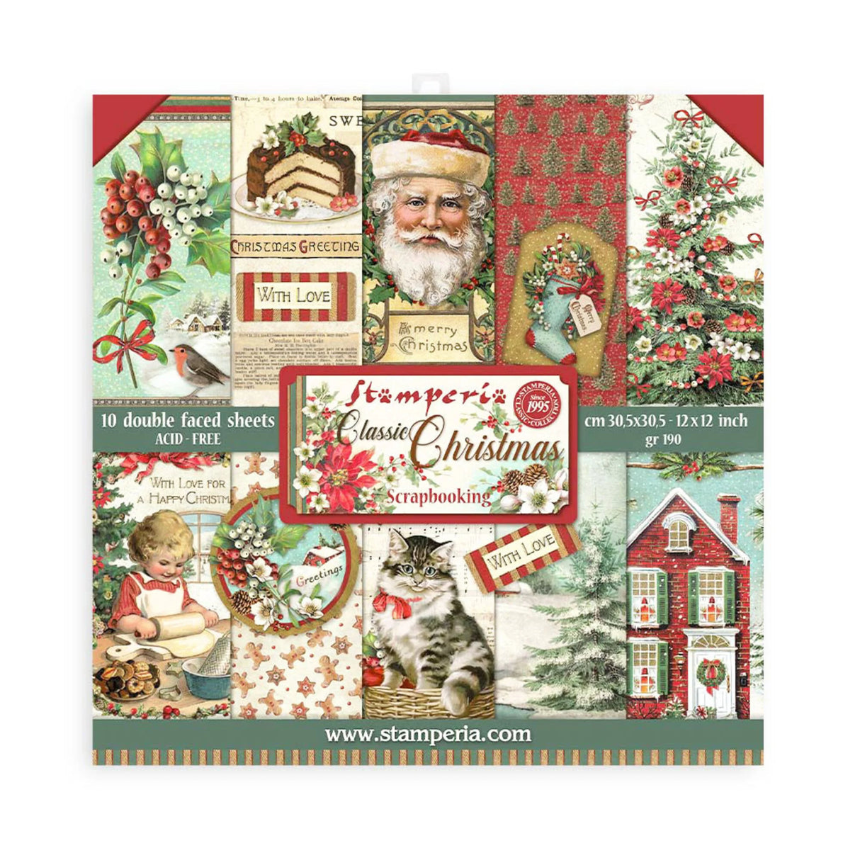 Stamperia Classic Christmas 12x12 Inch Paper Pack - Postage as per actual