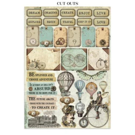 Stamperia Voyages Fantastiques Junk Journal Stickers, Backgrounds, Cut-Outs (SBJK05) - Postage as per Actual
