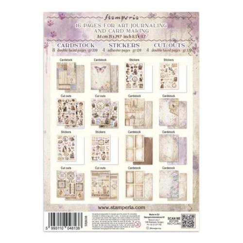 Stamperia Quiet Days Junk Journal Stickers, Backgrounds, Cut-Outs (SBJK08)