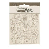 Stamperia - Candy Christmas Marzipan Houses Decorative Chips from the Candy Christmas Collection