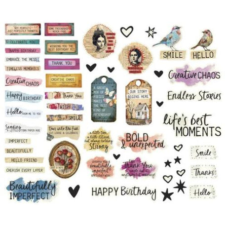 Spellbinders - Beautifully Imperfect Die Cut Sentiments from the Beautifully Imperfect Collection - 110 pc