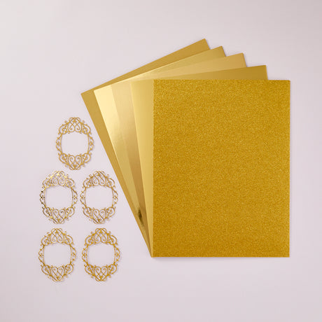 Spellbinders - Gold Assortment Treasured Cardstock 8 1/2" x 11 -15 Pack