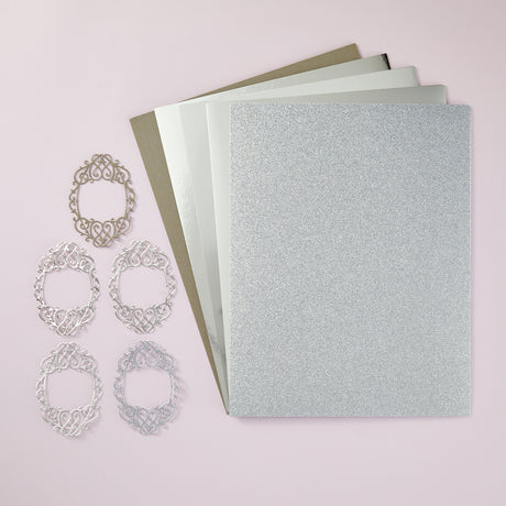 Spellbinders - Silver Assortment Treasured Cardstock 8 1/2" x 11 -15 Pack