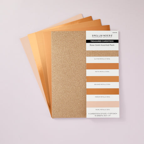 Spellbinders - Rose Gold Assortment Treasured Cardstock 8 1/2" x 11 -15 Pack