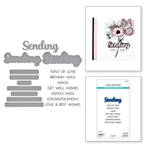 Spellbinders - Sending Smiles Sentiments Clear Stamp & Die Set from the Wildflowers Collection by Lisa Horton