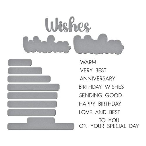 Spellbinders - Very Best Wishes Sentiments Clear Stamp & Die Set from the Wildflowers Collection by Lisa Horton