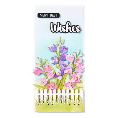 Spellbinders - Very Best Wishes Sentiments Clear Stamp & Die Set from the Wildflowers Collection by Lisa Horton