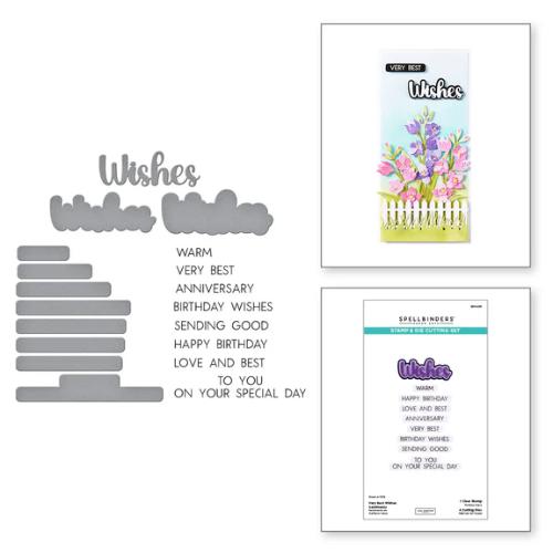 Spellbinders - Very Best Wishes Sentiments Clear Stamp & Die Set from the Wildflowers Collection by Lisa Horton