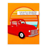 Spellbinders - Cruisin' By Sentiments Clear Stamp & Die Set from the Classic Road Legends Collection by Mindy Eggen