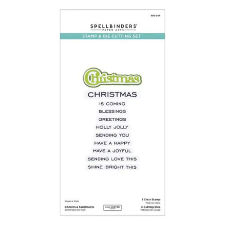 Spellbinders - Christmas Sentiments Clear Stamp & Die Set from the All About Christmas Collection by Lisa Horton