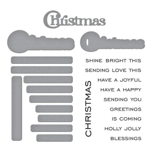 Spellbinders - Christmas Sentiments Clear Stamp & Die Set from the All About Christmas Collection by Lisa Horton