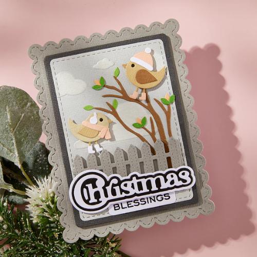 Spellbinders - Christmas Sentiments Clear Stamp & Die Set from the All About Christmas Collection by Lisa Horton