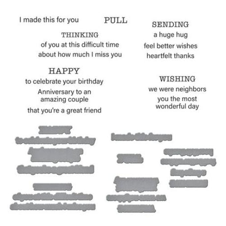 Spellbinders - Tabbed In & Out Sentiments Clear Stamp & Die Set from the Tabbed Classics Collection by Wendy Vecchi