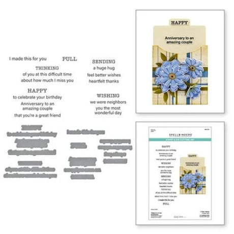 Spellbinders - Tabbed In & Out Sentiments Clear Stamp & Die Set from the Tabbed Classics Collection by Wendy Vecchi