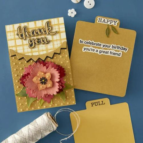 Spellbinders - Tabbed In & Out Sentiments Clear Stamp & Die Set from the Tabbed Classics Collection by Wendy Vecchi
