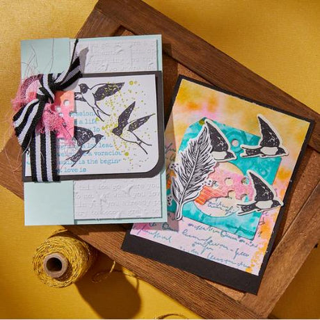 Spellbinders - Scribbled Letter Embossing Folder from the Collaged Birds Collection by Dina Wakley