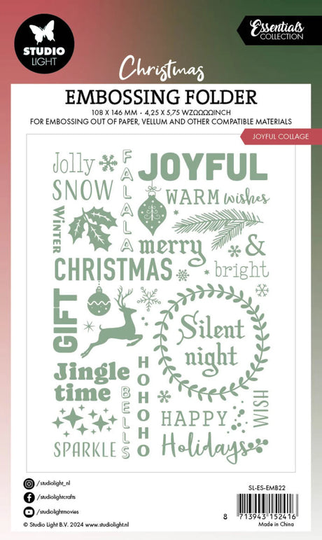 Studio Light Joyful Collage Christmas Essentials Embossing Folder