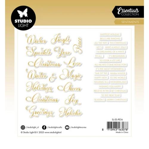 Studio Light Sentiments Classic Gold Christmas Paper Elements (SL-ES-PE36)